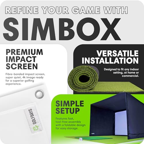 GolfBays SIMBOX Golf Simulator Enclosure โ Premium Golf at Home Practice, Easy Setup, Various Sizes, Fabric with Durable Frame & Impact Screen
