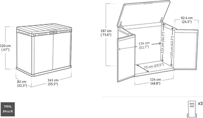 1150L Outdoor Storage Box – Ashwood Brown Wood-Effect Resin