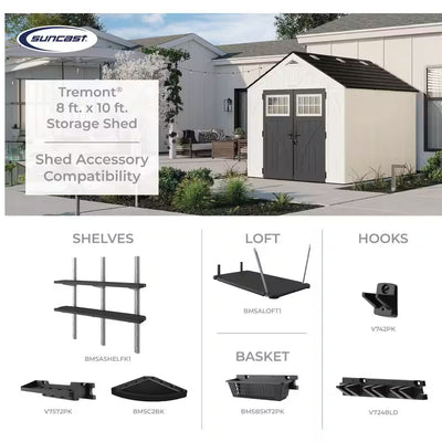 Tremont 8 Ft. W X 10 Ft. D Plastic Shed (85.32 Sq. Ft.)