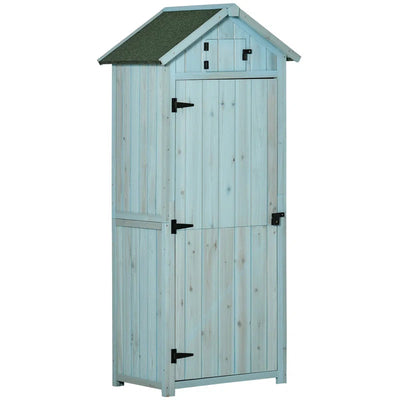 Wooden Garden Tool Storage Shed with Shelves & Asphalt Roof, Weather-Resistant