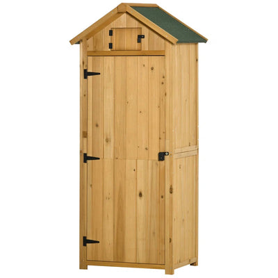 Wooden Garden Tool Storage Shed with Shelves & Asphalt Roof, Weather-Resistant