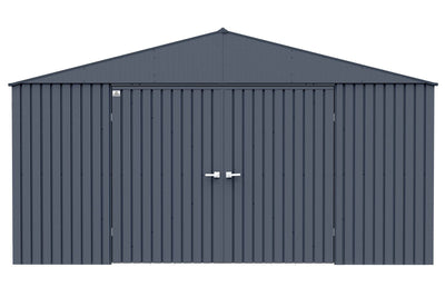 Arrow Shed Elite 14′ x 16′ Outdoor Lockable Gable Roof Steel Storage Shed Building, Anthracite