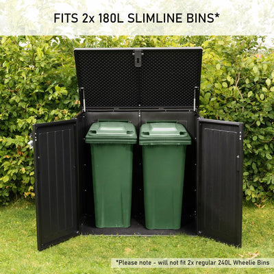 775L Waterproof Outdoor Garden Storage Box with Lid & Doors, Lockable Bin & Bike Shed