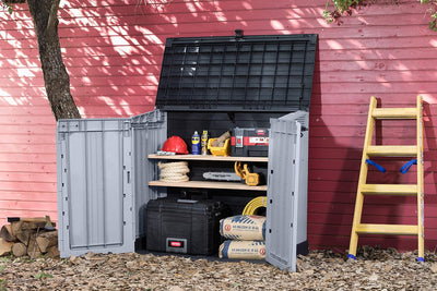 Keter Store It Out Nova Outdoor Garden Furniture Storage Shed Light Grey with Dark Grey Lid | Fade Free | All Weather Resistant | Safe and Secure | Zero Maintenance | 5 year Warranty