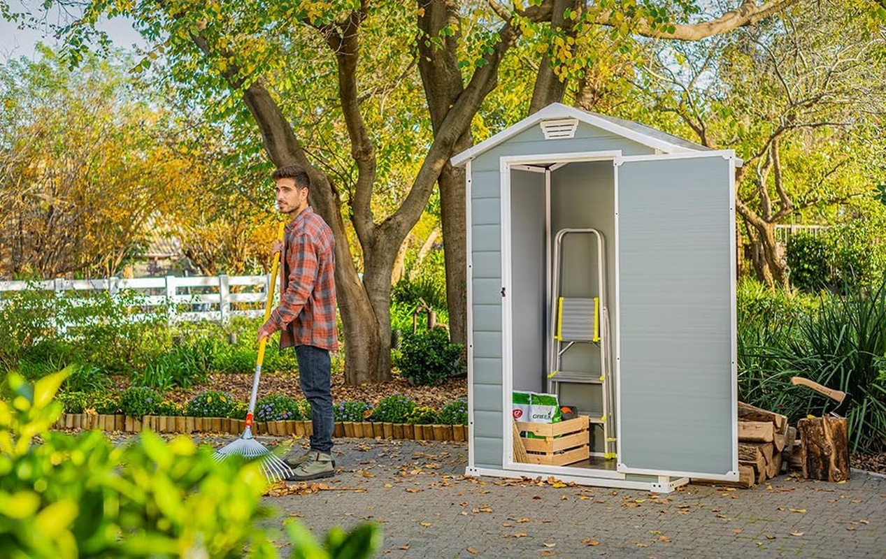4 × 3 Ft Outdoor Garden Storage Shed – Grey