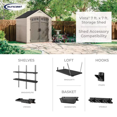 Vista 7 Ft. W X 7 Ft. D Plastic Shed (50 Sq. Ft.)