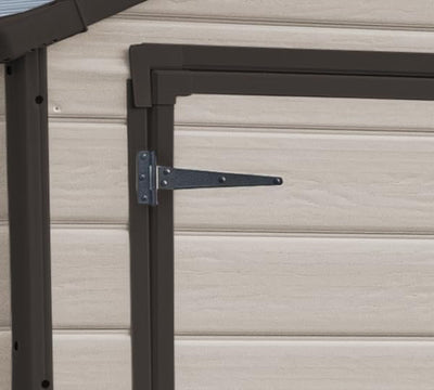 6 × 8 Ft Outdoor Apex Double Door Garden Storage Shed – Beige/Brown Wood Effect